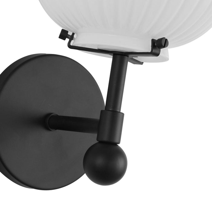Alora WV579107MBGR One Light Vanity, Matte Black/Glossy Ribbed Opal Glass