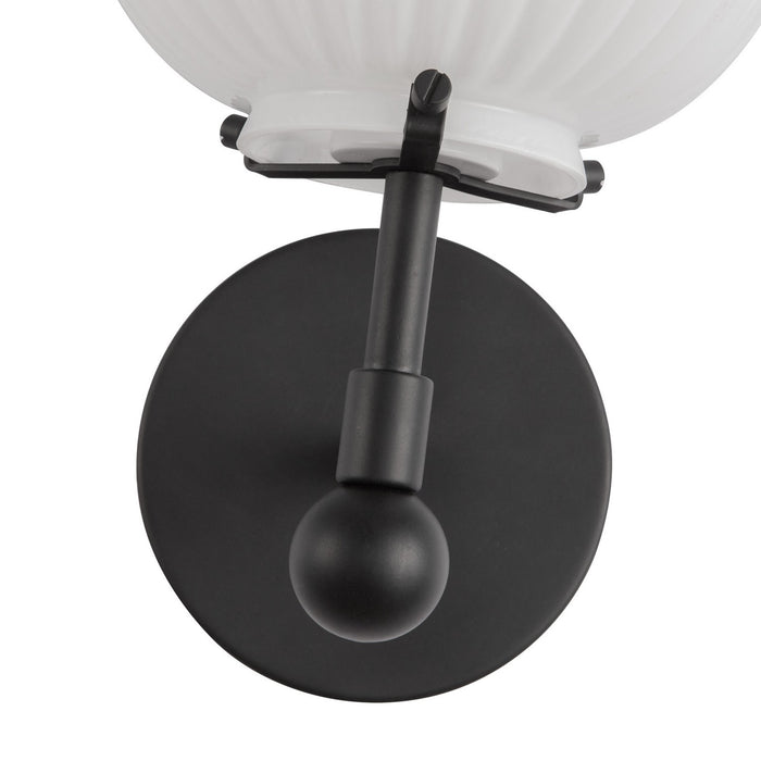 Alora WV579107MBGR One Light Vanity, Matte Black/Glossy Ribbed Opal Glass