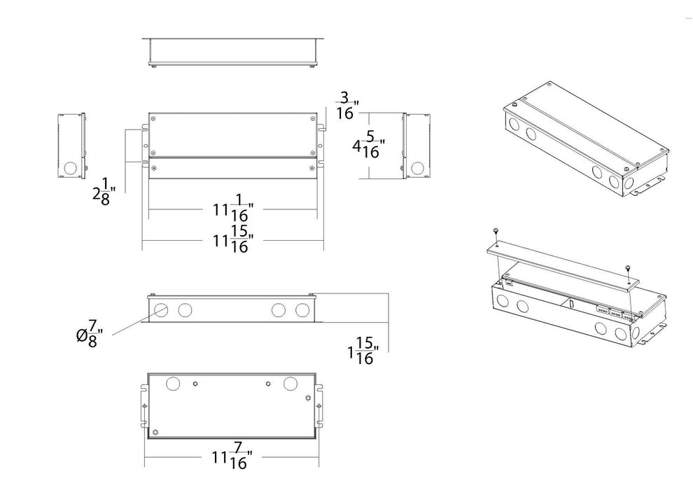 W.A.C. Lighting PS-24DC-U3X96R Remote Power Supply, Black