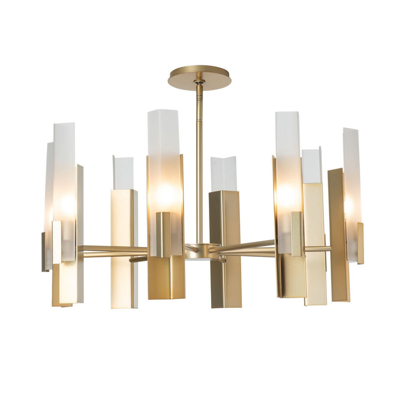 Hubbardton Forge 132045-SKT-MULT-86-FD0828 Eight Light Pendant, Modern Brass