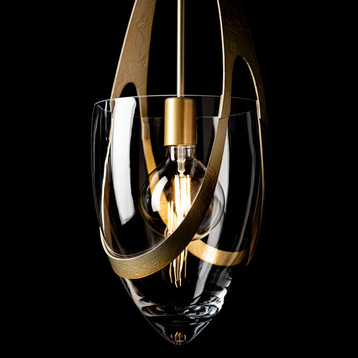 Hubbardton Forge 187468-SKT-MULT-86-ZM0838 One Light Pendant, Modern Brass