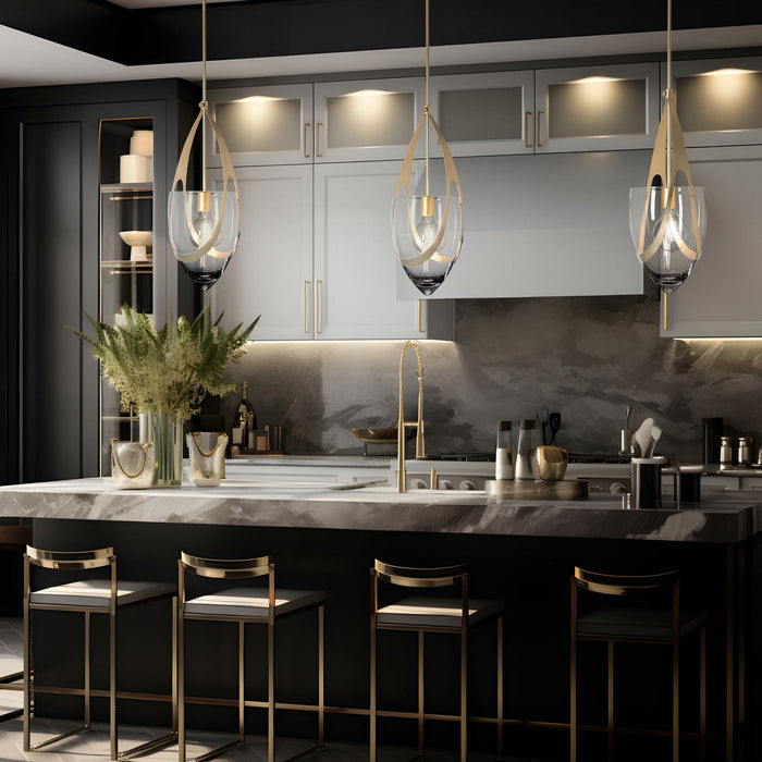 Hubbardton Forge 187468-SKT-MULT-86-ZM0838 One Light Pendant, Modern Brass
