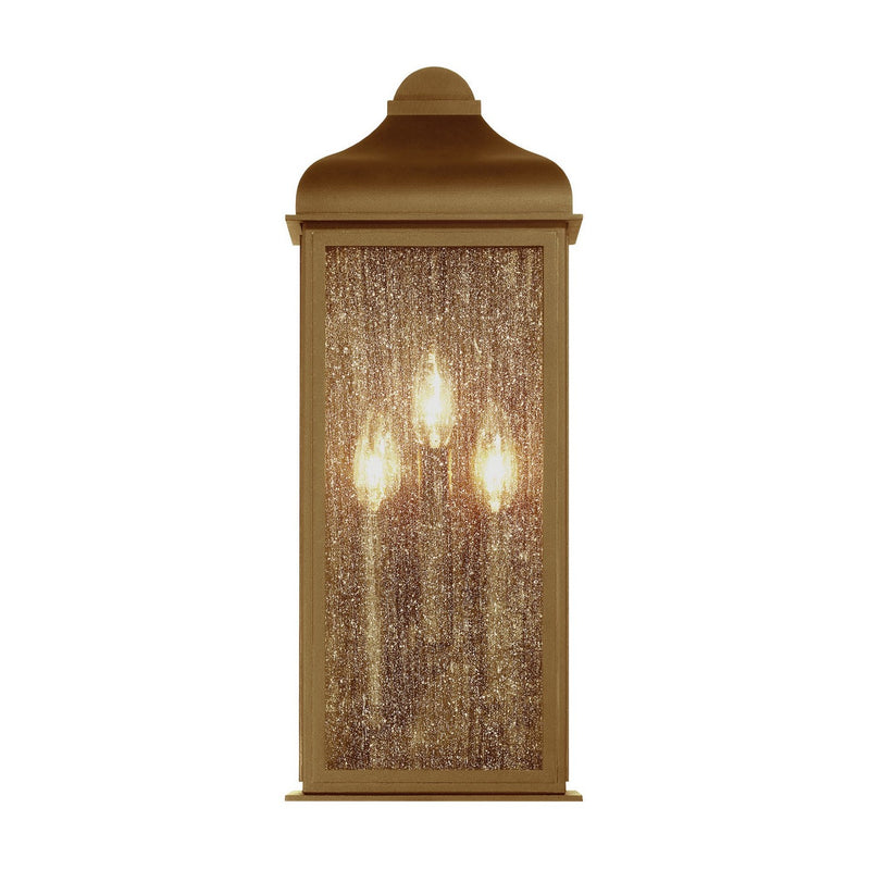 Artcraft AC8187WB Three Light Outdoor Wall Sconce, Weathered Brass