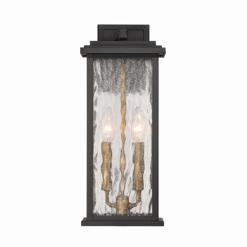 Artcraft AC9271BK Two Light Outdoor Wall Sconce, Black, Brass