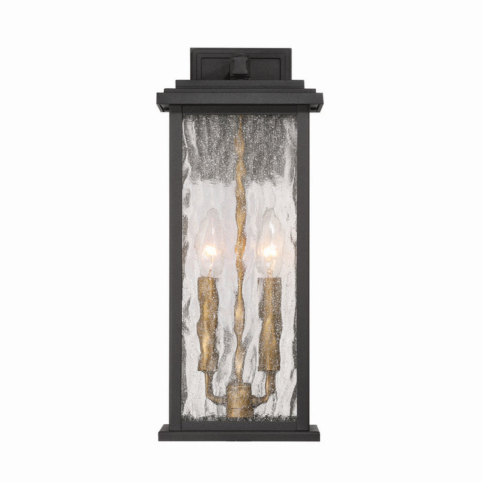Artcraft AC9271BK Two Light Outdoor Wall Sconce, Black, Brass
