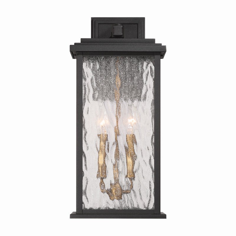 Artcraft AC9272BK Two Light Outdoor Wall Sconce, Black, Brass