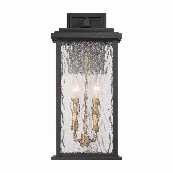 Artcraft AC9272BK Two Light Outdoor Wall Sconce, Black, Brass