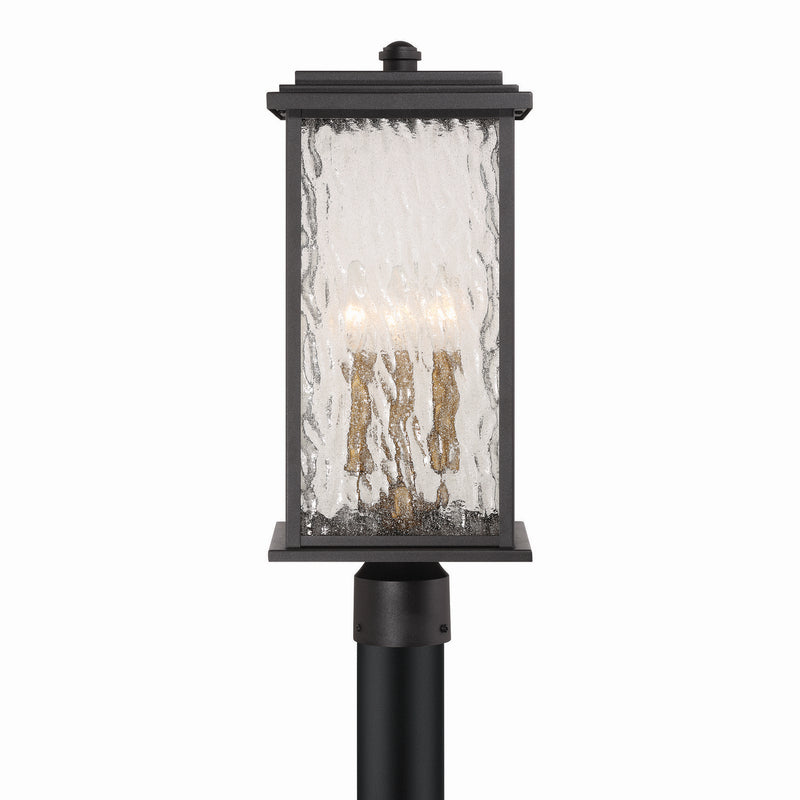 Artcraft AC9273BK Three Light Outdoor Post Mount, Black, Brass
