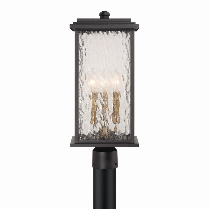 Artcraft AC9273BK Three Light Outdoor Post Mount, Black, Brass