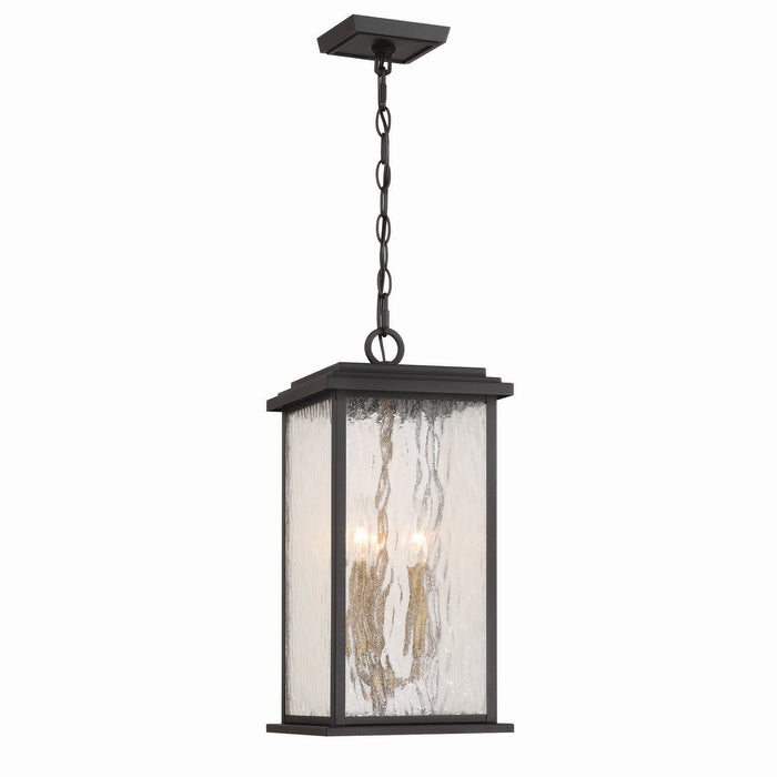 Artcraft AC9275BK Three Light Outdoor Pendant, Black, Brass