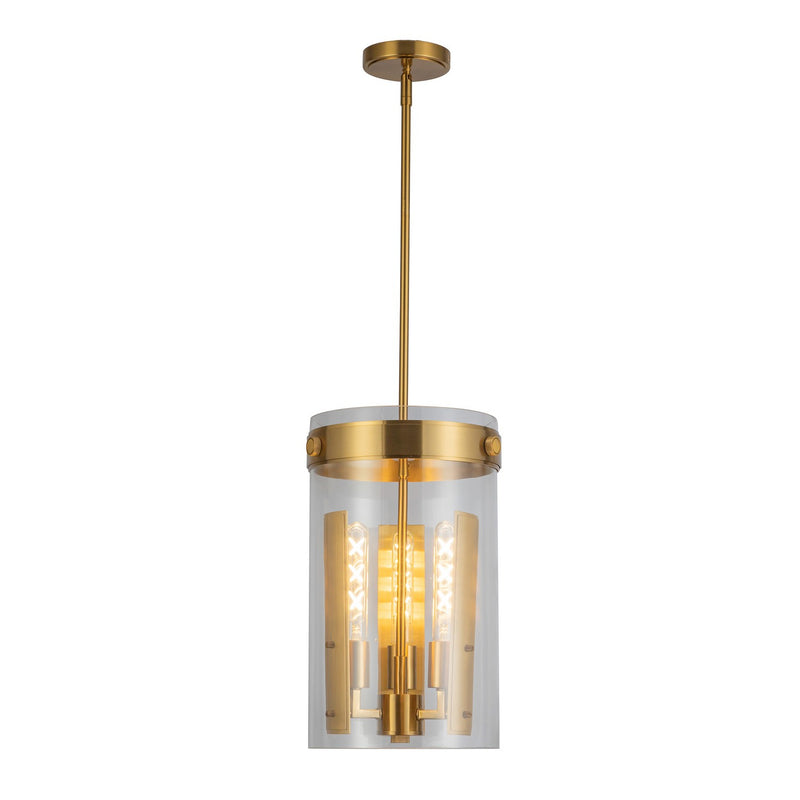 Artcraft AC10051BR Three Light Pendant, Brushed Brass