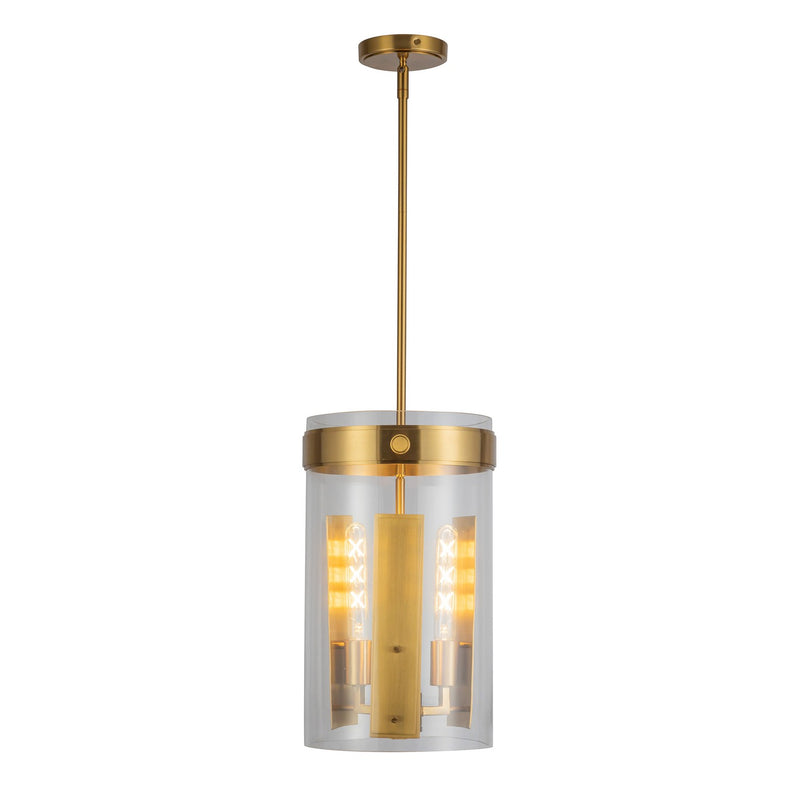 Artcraft AC10051BR Three Light Pendant, Brushed Brass