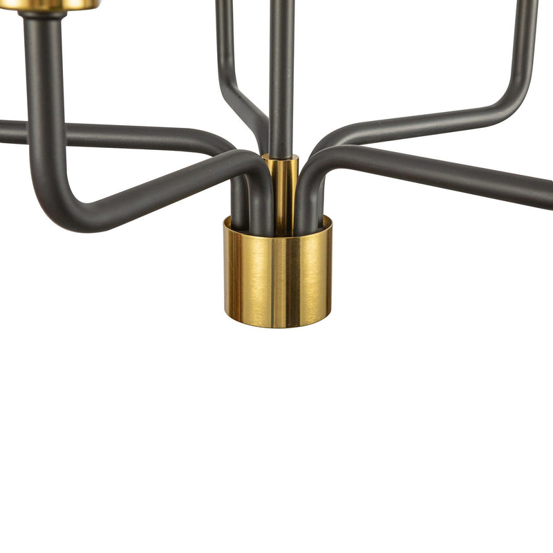 Artcraft AC12035BB Five Light Pendant, Black, Brushed Brass