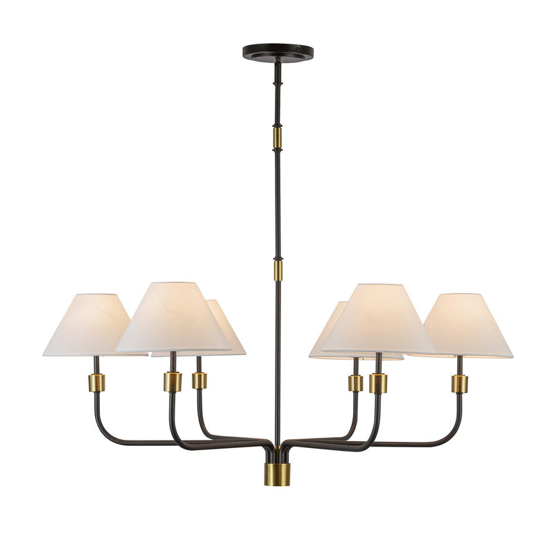 Artcraft AC12036BB Six Light Chandelier, Black, Brushed Brass