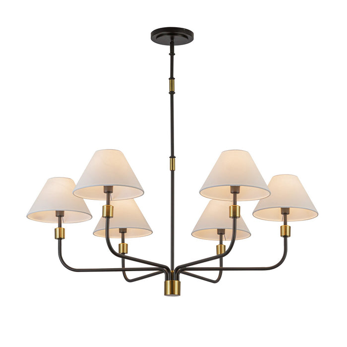 Artcraft AC12036BB Six Light Chandelier, Black, Brushed Brass