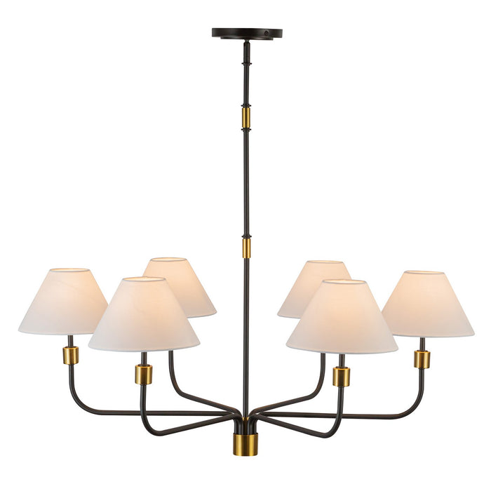 Artcraft AC12036BB Six Light Chandelier, Black, Brushed Brass