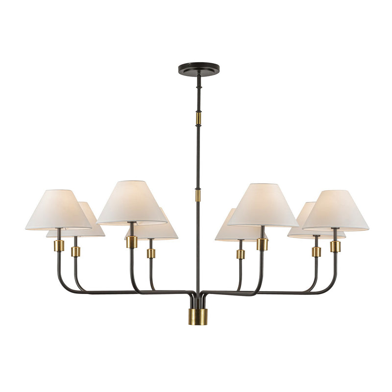 Artcraft AC12038BB Eight Light Chandelier, Black, Brushed Brass