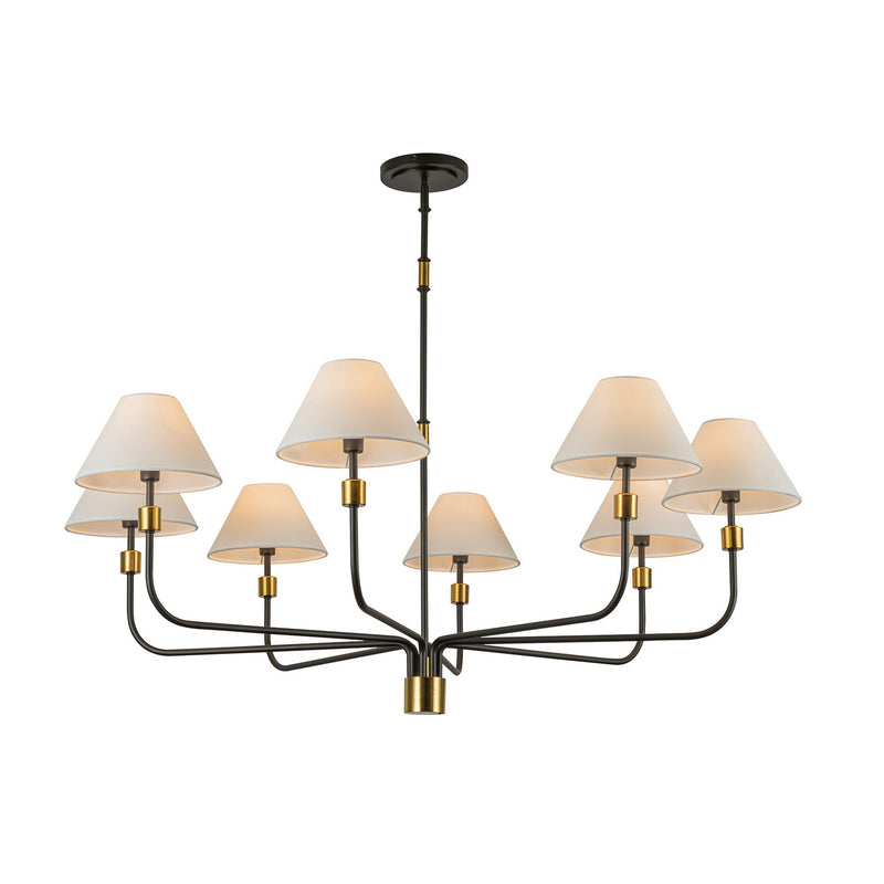 Artcraft AC12038BB Eight Light Chandelier, Black, Brushed Brass