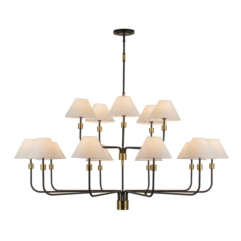 Artcraft AC12039BB 15 Light Chandelier, Black, Brushed Brass