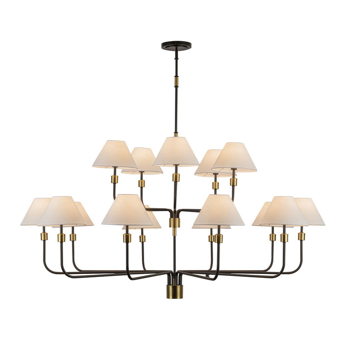 Artcraft AC12039BB 15 Light Chandelier, Black, Brushed Brass