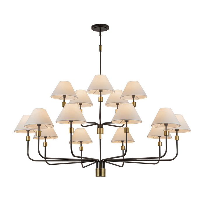 Artcraft AC12039BB 15 Light Chandelier, Black, Brushed Brass