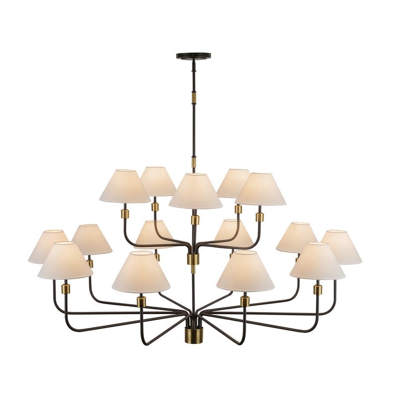 Artcraft AC12039BB 15 Light Chandelier, Black, Brushed Brass