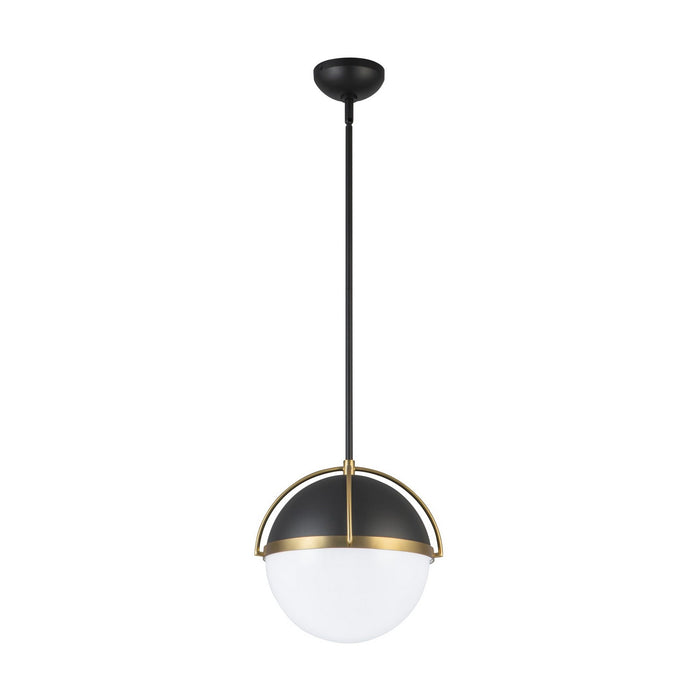 Artcraft AC12040BB One Light Pendant, Black, Brushed Brass