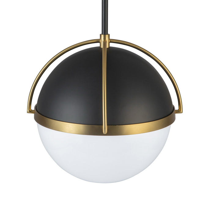 Artcraft AC12040BB One Light Pendant, Black, Brushed Brass