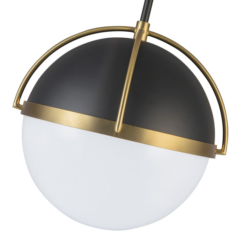 Artcraft AC12040BB One Light Pendant, Black, Brushed Brass