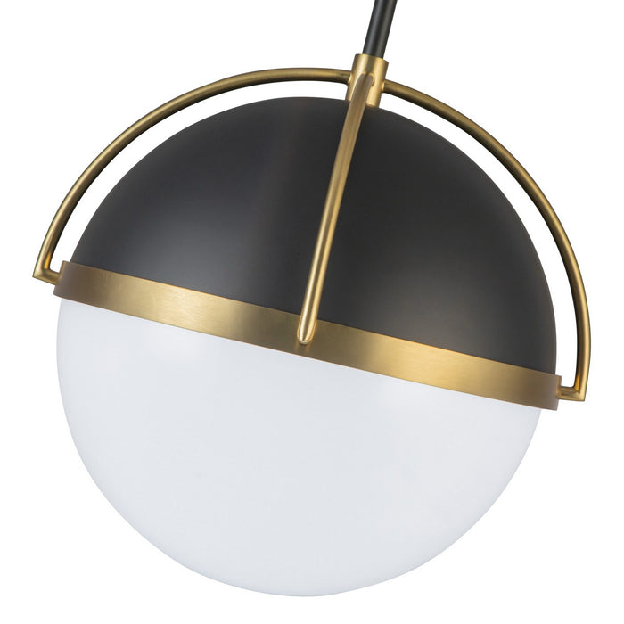 Artcraft AC12040BB One Light Pendant, Black, Brushed Brass