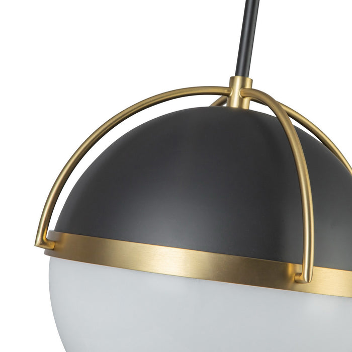 Artcraft AC12040BB One Light Pendant, Black, Brushed Brass
