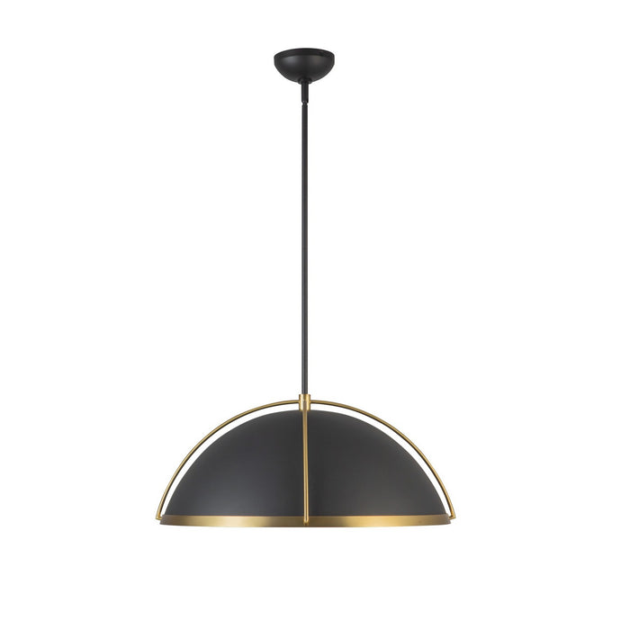 Artcraft AC12041BB One Light Pendant, Black, Brushed Brass