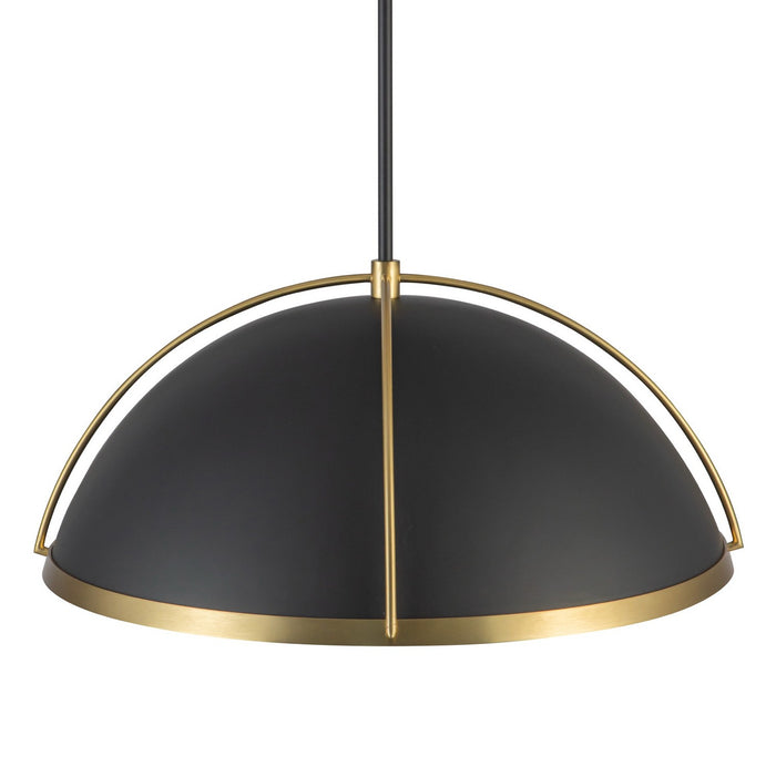 Artcraft AC12041BB One Light Pendant, Black, Brushed Brass