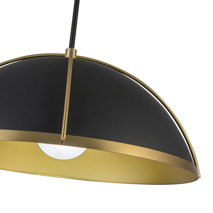 Artcraft AC12041BB One Light Pendant, Black, Brushed Brass