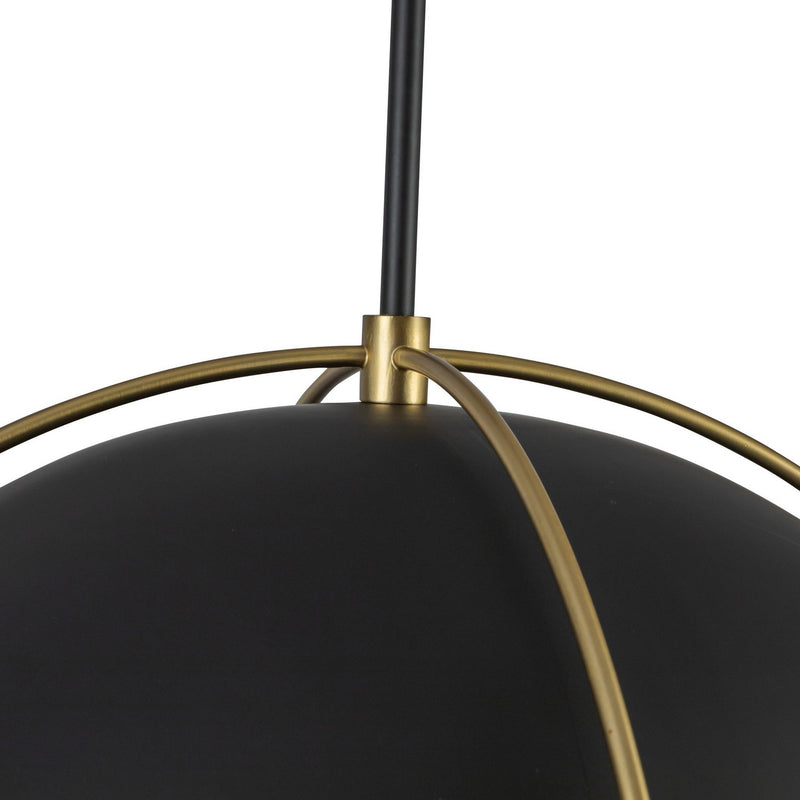Artcraft AC12041BB One Light Pendant, Black, Brushed Brass