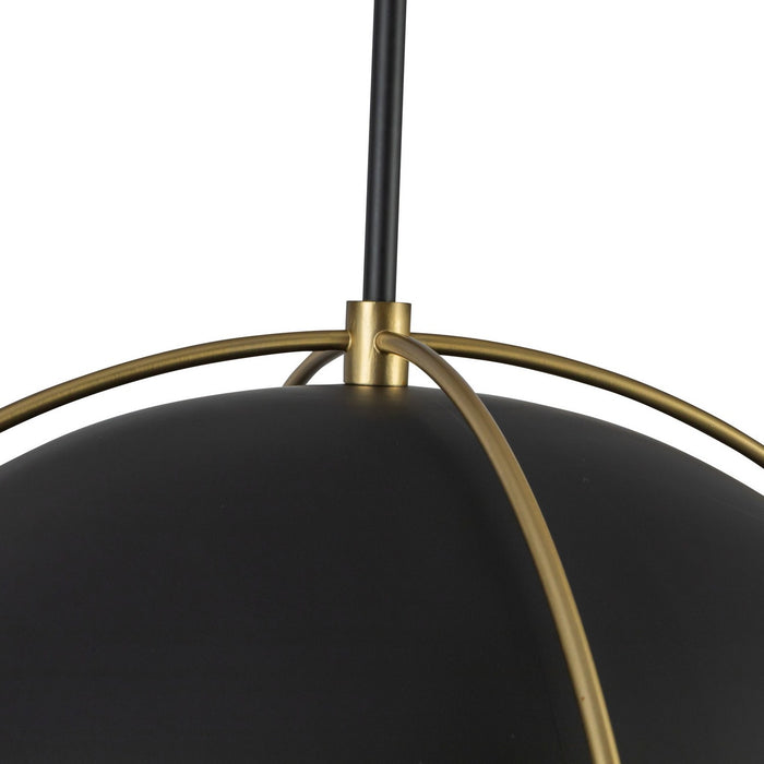 Artcraft AC12041BB One Light Pendant, Black, Brushed Brass