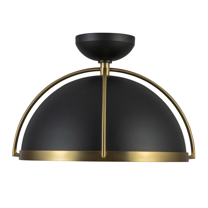 Artcraft AC12041BB One Light Pendant, Black, Brushed Brass
