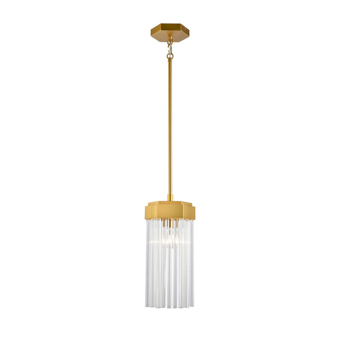 Artcraft AC12060BR One Light Pendant, Brushed Brass