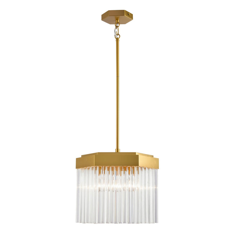 Artcraft AC12062BR Three Light Pendant, Brushed Brass