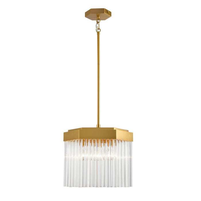 Artcraft AC12062BR Three Light Pendant, Brushed Brass