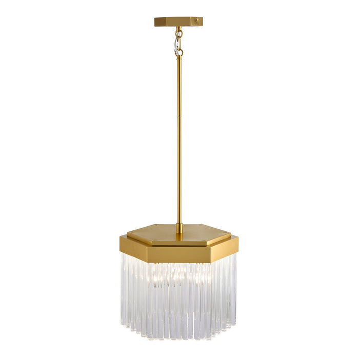 Artcraft AC12062BR Three Light Pendant, Brushed Brass