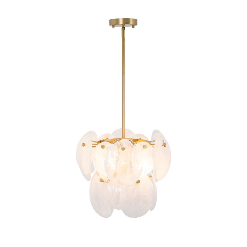 Artcraft AC12210BR Four Light Pendant, Brushed Brass