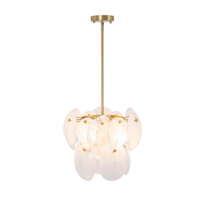 Artcraft AC12210BR Four Light Pendant, Brushed Brass