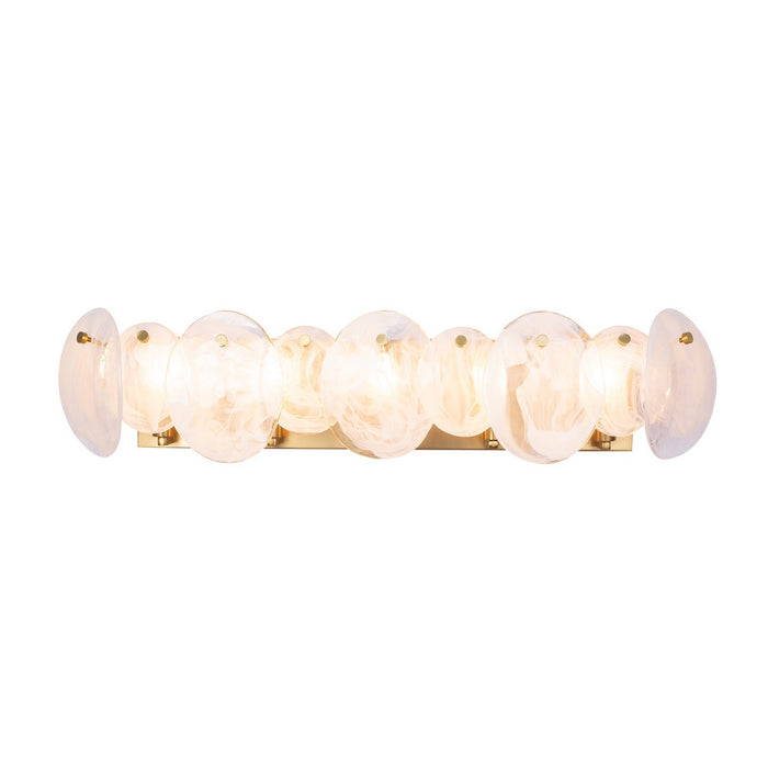 Artcraft AC12215BR Five Light Bathroom Vanity, Brushed Brass