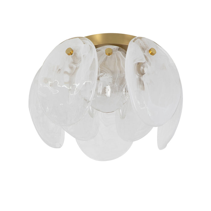 Artcraft AC12216BR Three Light Semi Flush Mount, Brushed Brass