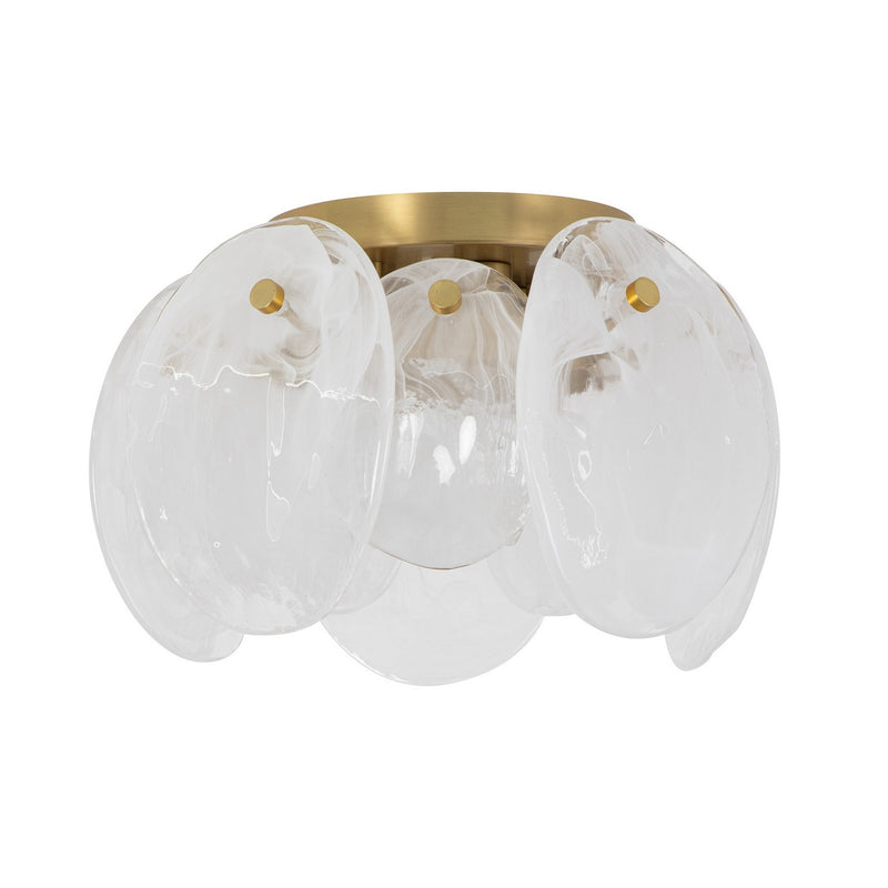Artcraft AC12216BR Three Light Semi Flush Mount, Brushed Brass