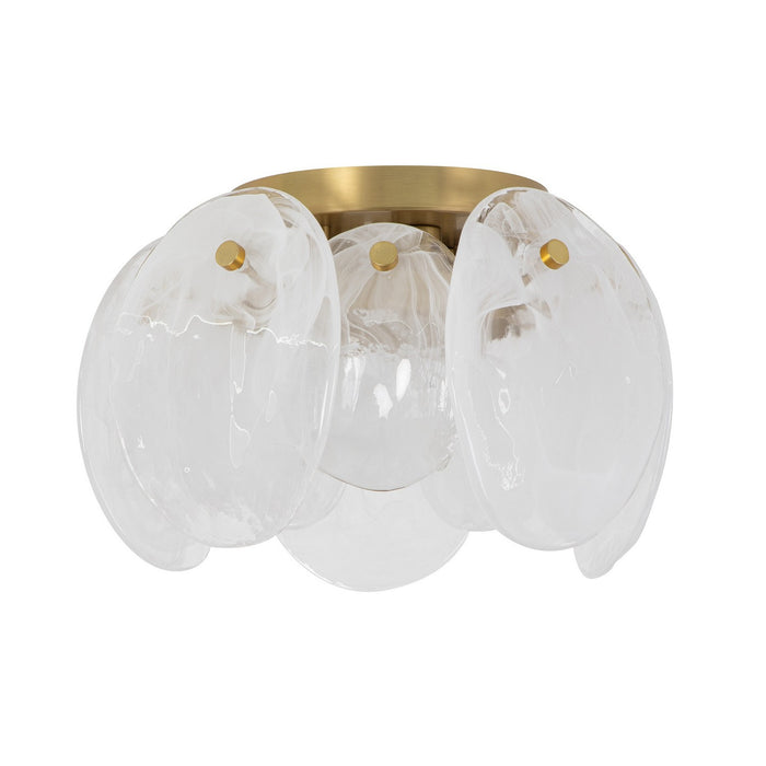 Artcraft AC12216BR Three Light Semi Flush Mount, Brushed Brass