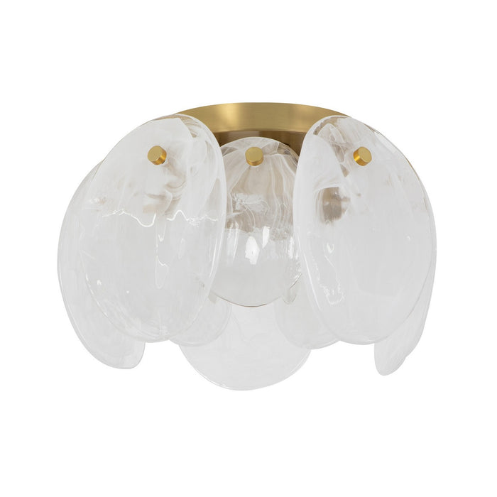 Artcraft AC12216BR Three Light Semi Flush Mount, Brushed Brass
