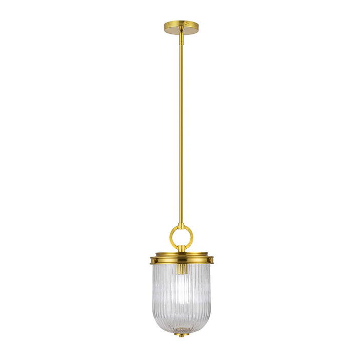 Artcraft AC12020BR One Light Pendant, Vintage Brass