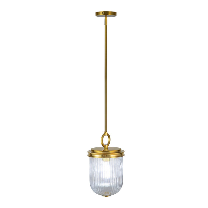 Artcraft AC12020BR One Light Pendant, Vintage Brass